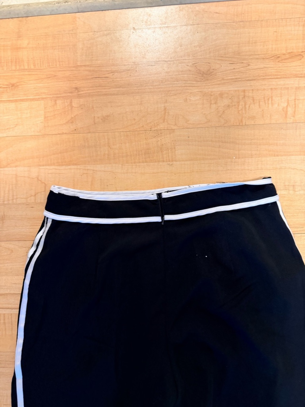 Black Track Pants with White Trim and Tie Hem - Picture 7 of 9